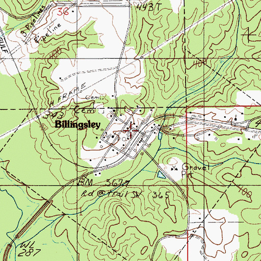 Topographic Map of Billingsley Post Office, AL