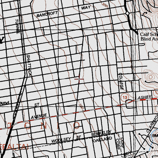 Topographic Map of Willard Junior High School, CA