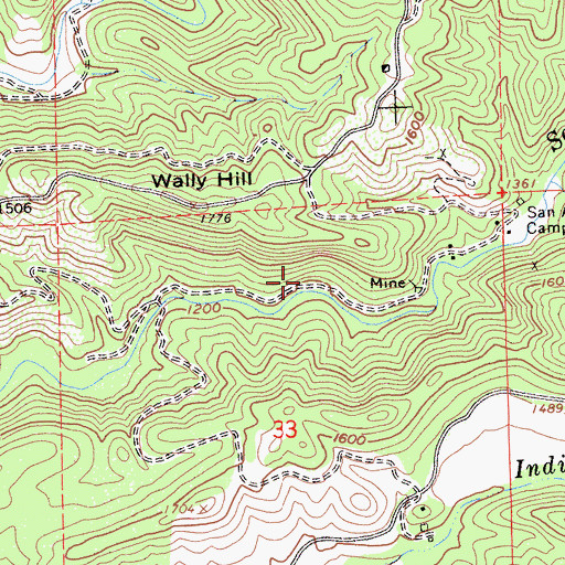 Topographic Map of Bosco Mine, CA