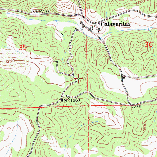 Topographic Map of Calaveritas Hill Consolidated Mine, CA