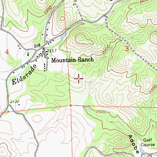 Topographic Map of Cotton Flat Mine, CA