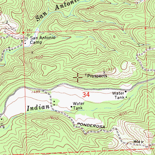 Topographic Map of Esmeralda Mine, CA