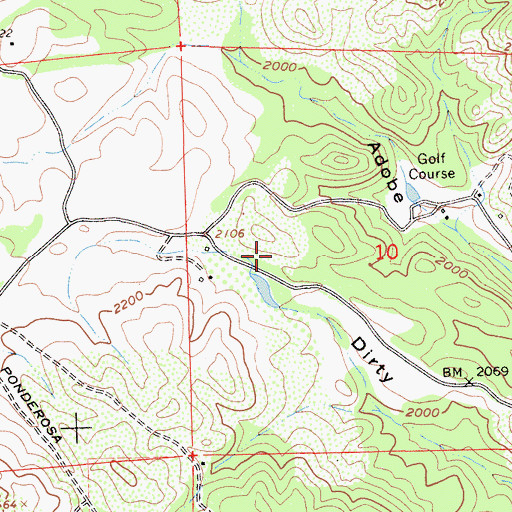 Topographic Map of Gaston Hill Mine, CA
