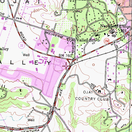 Topographic Map of Matilija, CA