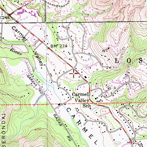 Topographic Map of Rancho Del Monte, CA