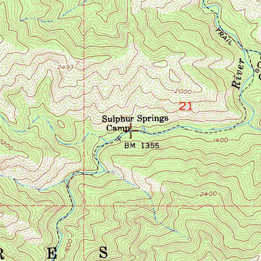 Topographic Map of Sulphur Spring, CA