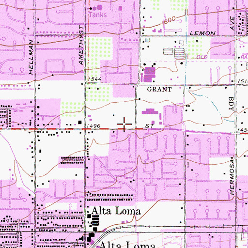 Topographic Map of Alta Loma School (historical), CA