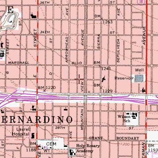 Topographic Map of Arrowhead, CA