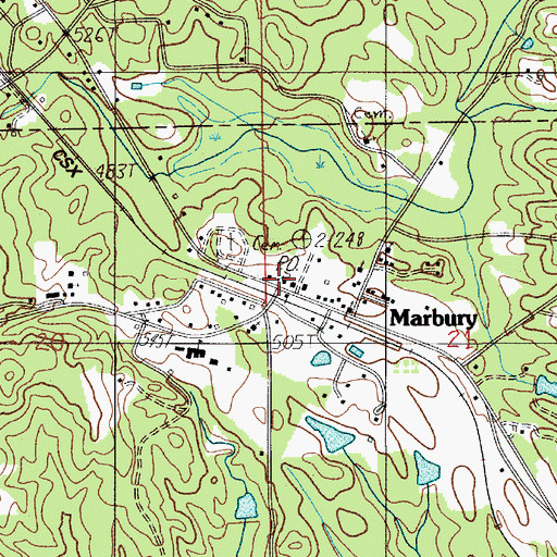 Topographic Map of Marbury Post Office, AL