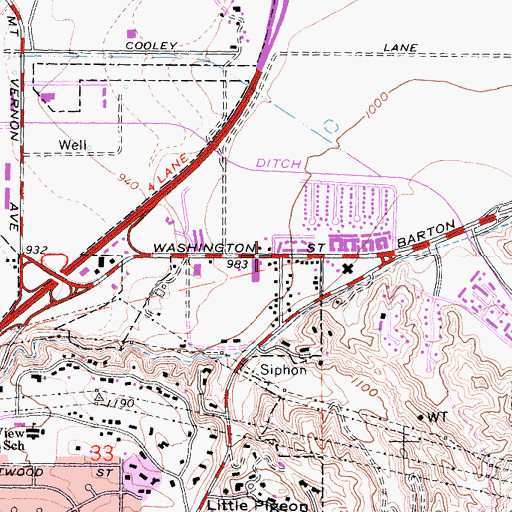 Topographic Map of East Colton Heights, CA