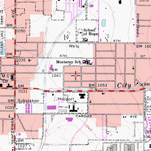 Topographic Map of Cottage Gardens, CA