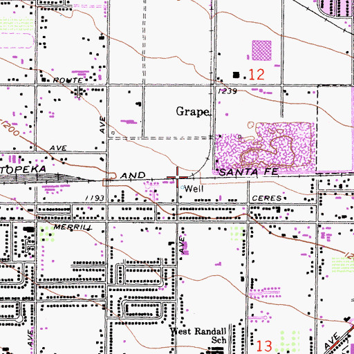 Topographic Map of Grape Spur (historical), CA