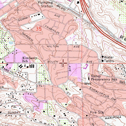 Topographic Map of Redlands Heights, CA