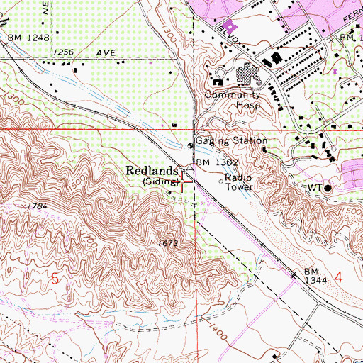 Topographic Map of Redlands Station (historical), CA