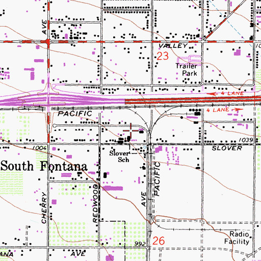 Topographic Map of South Fontana Station, CA