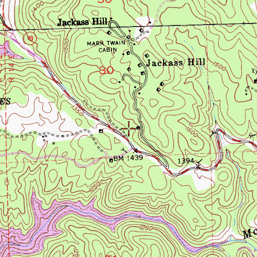 Topographic Map of Bell Mine, CA