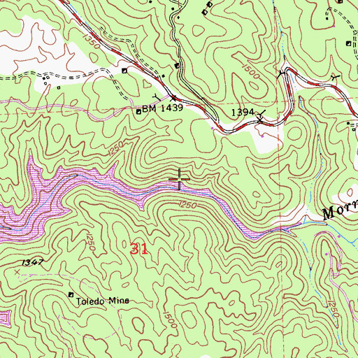 Topographic Map of Black Slate Mine, CA