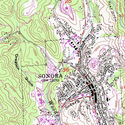 Topographic Map of Bonanza Mine, CA