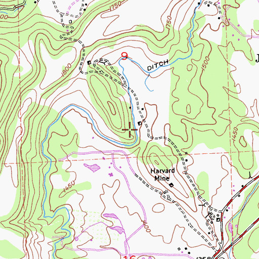 Topographic Map of Crystalline Mine, CA