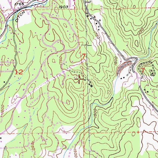 Topographic Map of Dickey Boy Mine, CA