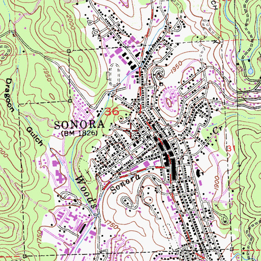 Topographic Map of Vandelier Mine, CA