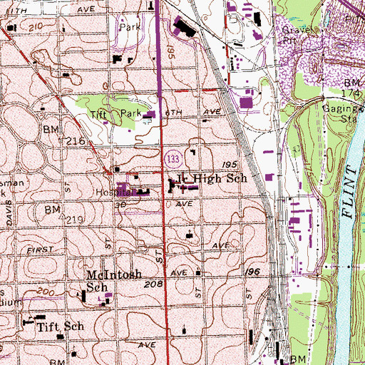 Topographic Map of Albany Middle School, GA