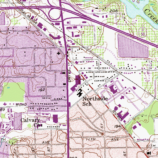 Topographic Map of Albany Plaza Shopping Center, GA