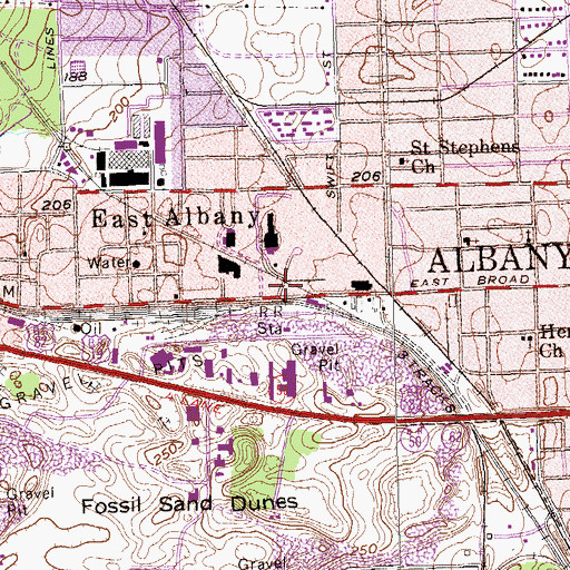 Topographic Map of Albany Railroad Depot Historic District, GA