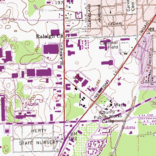 Topographic Map of Albany Vocational-Technical School, GA