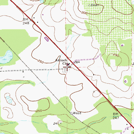 Topographic Map of Antioch Cemetery, GA