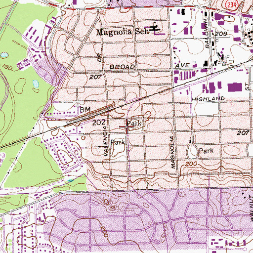 Topographic Map of Avondale, GA