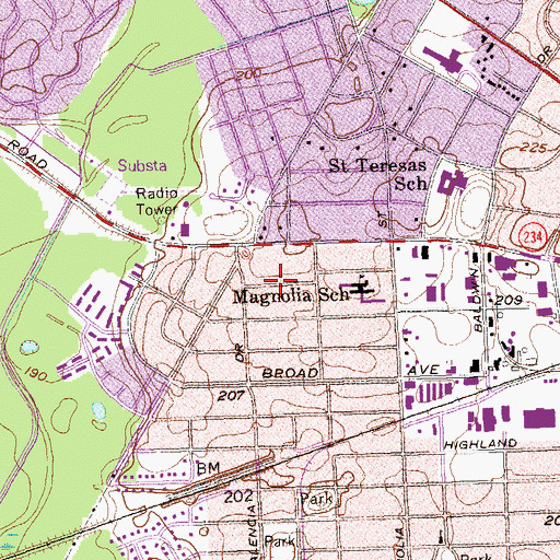 Topographic Map of Avondale Acres, GA