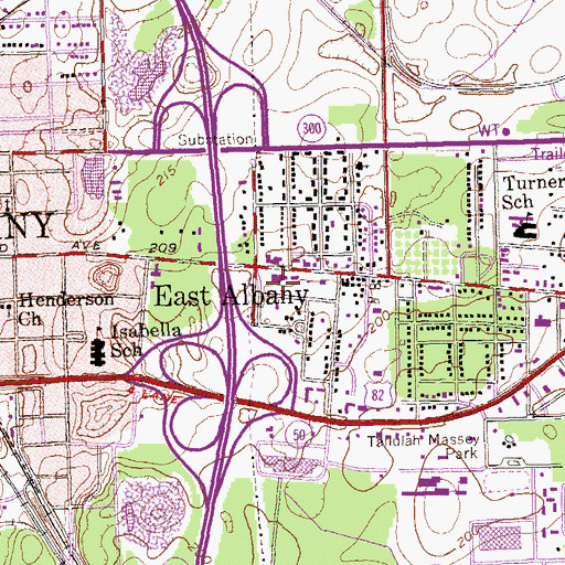 Topographic Map of Baker Heights, GA