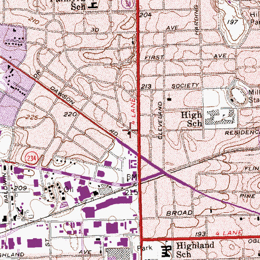 Topographic Map of Church of Christ, GA