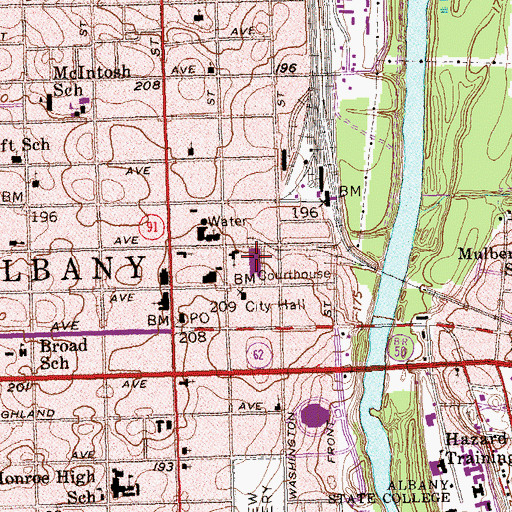 Topographic Map of Dougherty County Courthouse, GA