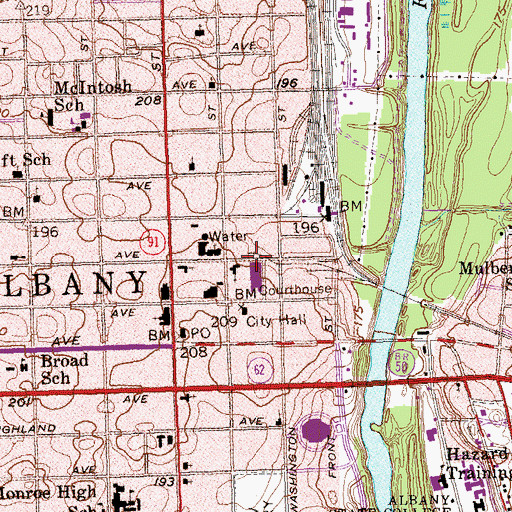 Topographic Map of Dougherty County Jail, GA