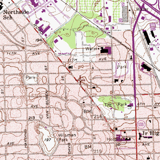 Topographic Map of Albany Fire Department Station 2, GA