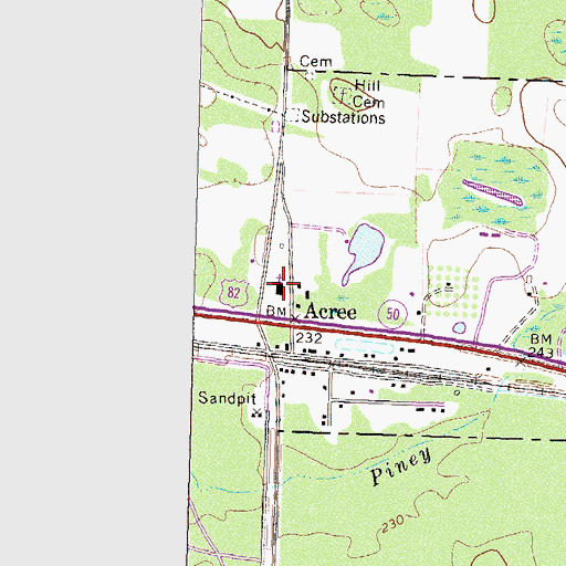 Topographic Map of First Baptist Church, GA