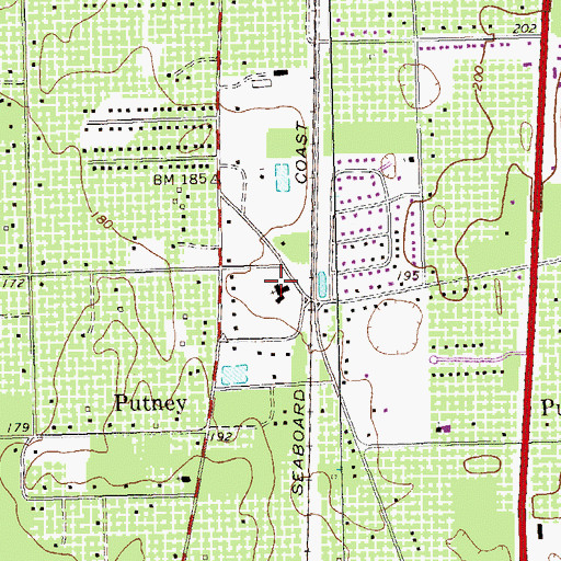 Topographic Map of First Baptist Church, GA