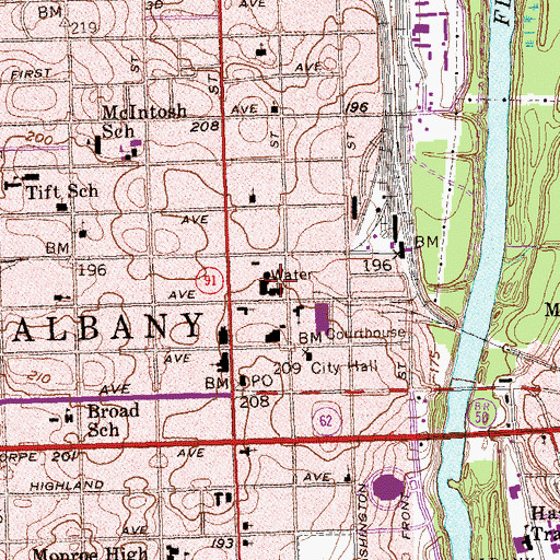 Topographic Map of First United Methodist Church of Albany, GA