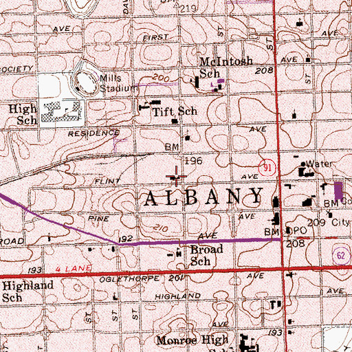 Topographic Map of Flint Street Grammar School (historical), GA