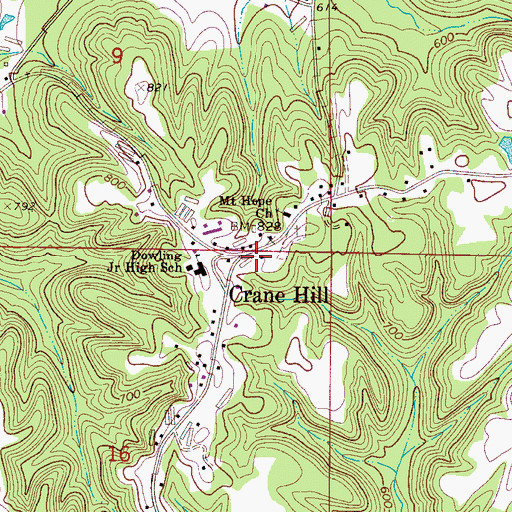 Topographic Map of Crane Hill Post Office, AL
