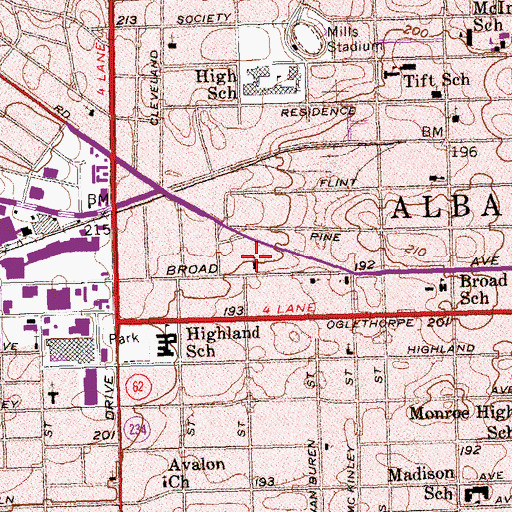 Topographic Map of Greater Cutliff Grove Missionary Baptist Church, GA