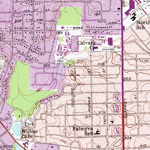 Topographic Map of Hillcrest, GA