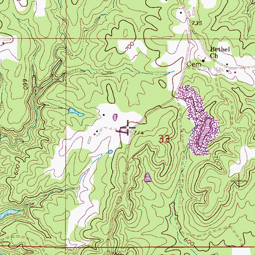 Topographic Map of Braden Post Office (historical), AL