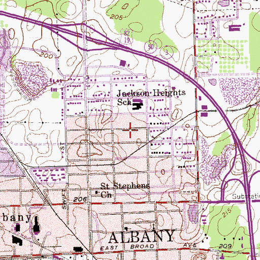 Topographic Map of Jackson Heights, GA