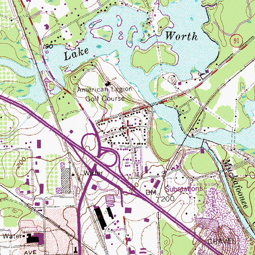 Topographic Map of Lakeside, GA