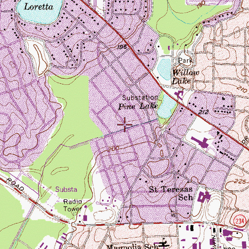 Topographic Map of Merry Acres, GA