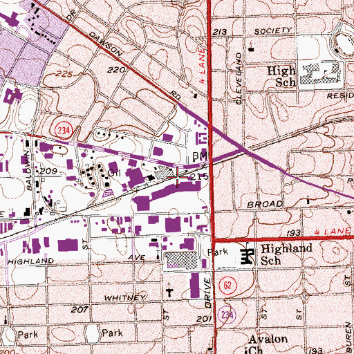 Topographic Map of Midtown Shopping Center, GA
