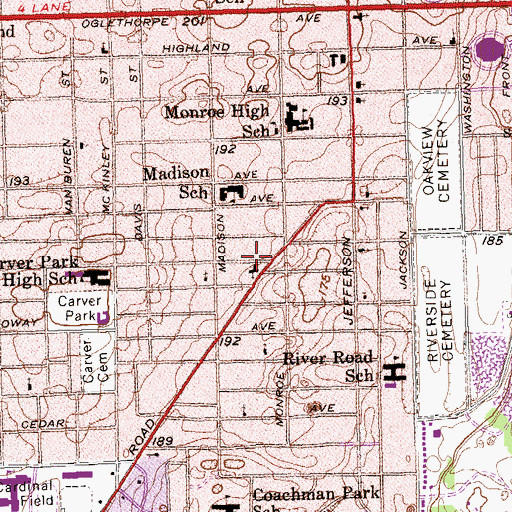 Topographic Map of Mount Olive Baptist Church, GA